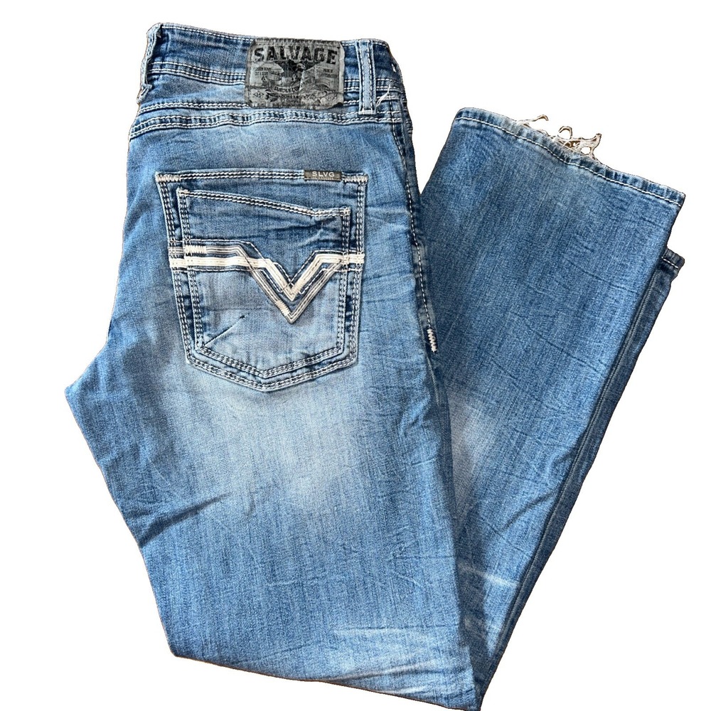 Salvage Buckle Exclusive Mayhem Straight Regular Fit Size 34x31 Jeans Light Wash